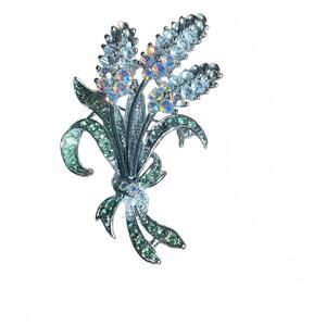 Vintage Crystal Hyacinth Brooch Pin